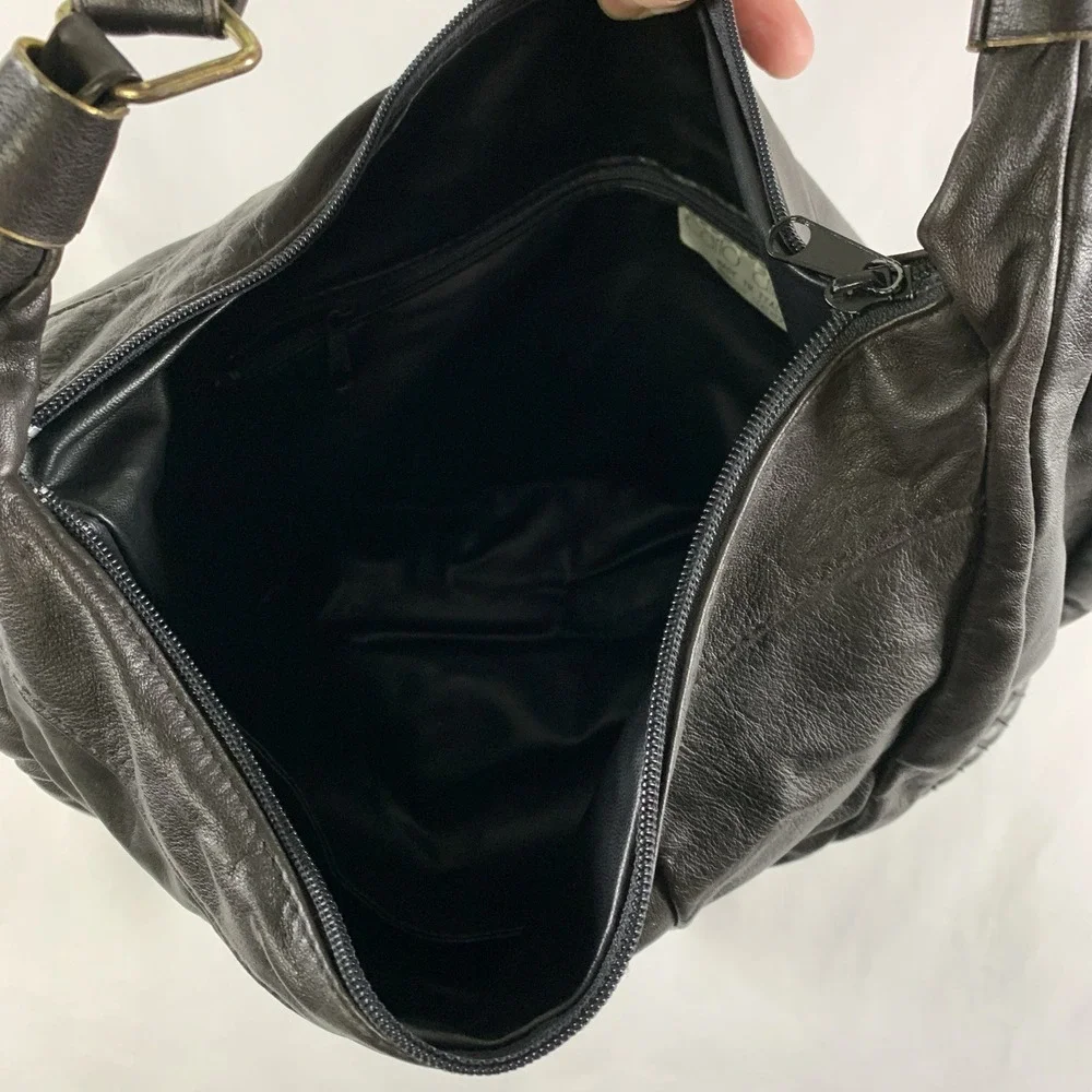 VTG 90s Carlo Amboldi Womens Leather Hobo Bag Shoulder Purse Brown Italy Slouchy